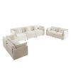 3 Piece Sofa Set Oversized Sofa Comfy Sofa Couch, 2 Pieces of 2 Seater and 1 Piece of 3 Seater Sofa for Living Room, Deep Seat Sofa White Chenille