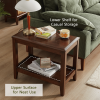 100% Solid Wood Rustic Side Table for Living Room,End Table with Storage Shelf 2-Tier Sofa Table for Living Room, Rubber Wood Indoor Plant Stand