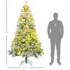 HOMCOM 7.5ft Artificial Snow Christmas Tree with Frosted Branches LED Lights Steel Base for Festive Home Decor