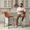 2 pcs 30" Bar Height Barstools, Modern Faux Leather, With Metal Legs, Footrest, For Dining Room Kitchen Island, Elegant Brown