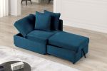 Contemporary Style 1pc Convertible Chair Blue Fabric Functional Storage Seat w Pillows Living Room