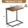 C Shaped Side Table, Metal Side Table Square Table with Heavy-Duty Metal Frame for Coffee Snacks Laptop, Wide Table with Adjustable Feet for Couch