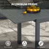 Outsunny Slate Extendable Dining Table: Adaptable Size for 4-6, Aluminum, Perfect for Outdoor Family Meals, Gray|