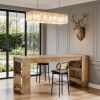 Kitchen Island, Large Home Bar Table with Double-Sided Storage Shelves