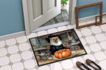 NEW Pomeranian Fall Kitchen Pumpkins Doormat Front Door Mat Indoor Outdoor Rugs for Entryway, Non Slip Washable Low Pile, 18H X 27W