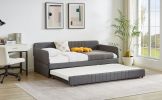 Daybed, sofa bed metal framed with trundle twin size, Grey, 78.4''w x 41''d x 29.8''h.