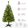 HOMCOM 4ft Tall Prelit Artificial Christmas Tree Holiday DÃ©cor with 208 Branches, 100 Warm White or Colorful LED Lights, Auto Open