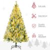 HOMCOM 6ft Pre-Lit Snow Flocked Christmas Tree with LED Lights Frosted Branches Steel Base for Festive Decoration