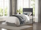 1pc Twin Headboard Gray Fabric Upholstery Padded Vertical Channel Tufted