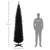 HOMCOM 8' Artificial Pencil Christmas Tree, Slim Xmas Tree with 618 Realistic Branch Tips and Plastic Stand, Black