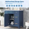 36" Bathroom Vanity Cabinet with Sink Top Combo Set; Navy Blue; Single Sink; Shaker Cabinet with Soft Closing Door and Drawer