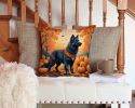 Belgian Sheepdog Fall Throw Pillow Machine Washable, Indoor Outdoor Decorative Pillow for Couch, Bed or Patio, 14Hx14W
