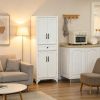 White 67 Inch 4-Door Kitchen Pantry with Drawer And Adjustable Shelves Storage Cabinet for Dining Room Organization