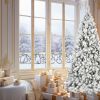 7.5ft Hinged Full Snow-Flocked Christmas Tree with 1252 Mixed PVC & Pine Needles Tips
