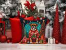 Boxer Christmas Throw Pillow Machine Washable, Indoor Outdoor Decorative Pillow for Couch, Bed or Patio, 14Hx14W