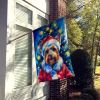Yorkshire Terrier Christmas House Flag Large Porch Sleeve Pole Decorative Outside Yard Banner Artwork Wall Hanging, Polyester, House Size, Multicolor