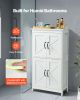 Wooden Bathroom Floor Cabinet Storage Organizer Adjustable Shelf White