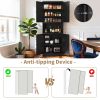 72" High Black Steel Kitchen Pantry Storage Cabinet with Large Countertop, Adjustable Shelves and Hooks, Heavy-duty Modern Style Cabinet