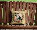 Jack Russell Terrier and Flowers Throw Pillow Machine Washable, Indoor Outdoor Decorative Pillow for Couch, Bed or Patio, 14Hx14W