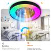 23-inch Black Ceiling Fan Light with LED RGB ��� Dimmable & Color-Changing, APP & Remote Control, Modern Smart Ceiling Fan for Living Room, Bedroom, a
