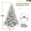 6.5ft PE/PVC mixed flocking automatic tree Steel Wire+Wire Environmentally Friendly Fireproof Artificial Flocked Christmas Tree