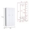 Ohio Armoire Wardrobe with 3-Doors, 2-Drawers, and 4-Tier Shelves White