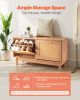 Entryway Shoe Storage Bench 39.4x11.8x20.9Inch Rattan-Like Rack with Flip Drawer