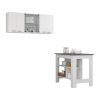 White and Onyx 2-Piece Kitchen Set, Kitchen Island and Wall Cabinet