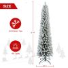 Prelit 7FT PVC Flocked Pencil Tree Artificial Slim Christmas Tree