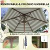 Qaba Outdoor Wooden Kids Picnic Table & Bench Set with Cushions and Umbrella, for Patio, Garden, Navy Blue