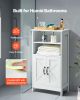 Wooden Bathroom Floor Cabinet Storage with Adjustable Shelf 2 Doors White