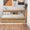 Twin Size Daybed with Two Storage Drawers, Storage Cabinets and USB Ports, Wood Color
