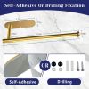Paper Towel Holder, Self Adhesive or Drilling Paper Towel Holder Under Cabinet, Stainless Steel Gold Paper Towel Holders Wall Mount for Kitchen
