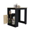 Stirling Kitchen Island with 1-Door Cabinet Push to open System and Side Shelves Black - Natural Oak