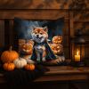 Shiba Inu Puppy Halloween Throw Pillow Machine Washable, Indoor Outdoor Decorative Pillow for Couch, Bed or Patio, 18Hx18W