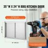 BBQ Access Door, 35W x 24H Inch Double Outdoor Kitchen Door, Stainless Steel Flush Mount Door, Wall Vertical Door with Handles, for BBQ Island