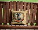 Weimaraner and Flowers Throw Pillow Machine Washable, Indoor Outdoor Decorative Pillow for Couch, Bed or Patio, 14Hx14W