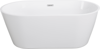 Glossy Acrylic Freestanding Soaking Bathtub with Chrome Overflow and Drain in White, cUPC Certified - 59*31.1 22A02-60