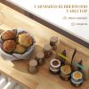 Kitchen Island with Storage, Rolling Trolley Cart with Rubber Wood Top, Spice Rack, Towel Rack, Cream White