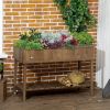 Outsunny Elevated Planter Box Stand Wooden with 8 Slots and Shelf Dark Brown for Garden Space Efficiency
