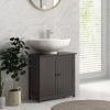 HOMCOM Bathroom Vanity Cabinet, Under Sink Bathroom Cabinet with 2 Doors and Adjustable Shelf, Coffee