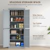 72.5" Freestanding Kitchen Pantry Cabinet with 4 Doors, Grey