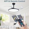 42 Inch Retractable Ceiling Fan,Low Profile Ceiling Fan with Light and Remote,Modern Black Fan with Retractable Blades for Dinning Room Living Room Be