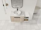 42 " Modern Design Float Bathroom Vanity With Ceramic Art Sink, White Flat Stone Slab and Small Storage Shelves, Soft Closed Door,KD-Package (TOP-BAB4