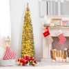 5/6/7/8/9 Feet Pre-lit Pencil Artificial Christmas Tree with 150/180/200//300/400 Warm White LED Lights