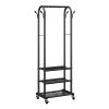 Clothes Rack, Rolling Clothing Garment Rack with Hanging Rod and Side Hooks, 3 Storage Shelves, 99 lbs Load Capacity