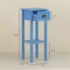 HOMCOM 2-Tier Side Table with Drawer Shelf, End Table for Living Room Hallway, Light Blue