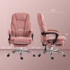 Vinsetto Massage Desk Chair with Footrest, 6-point Vibrating and Heating Functions, Adjustable Height and Back, Pink