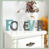 Forever Wood Signs in Grey Teal White Multicolor - Wooden Cutout Rustic Freestanding Script Decor for Shelf Mantels - 3D Thick Retro Aqua Forever Stac