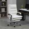 Vinsetto Heated Massage Office Chair Microfibre Reclining Vibration Footrest Armrest Cream White